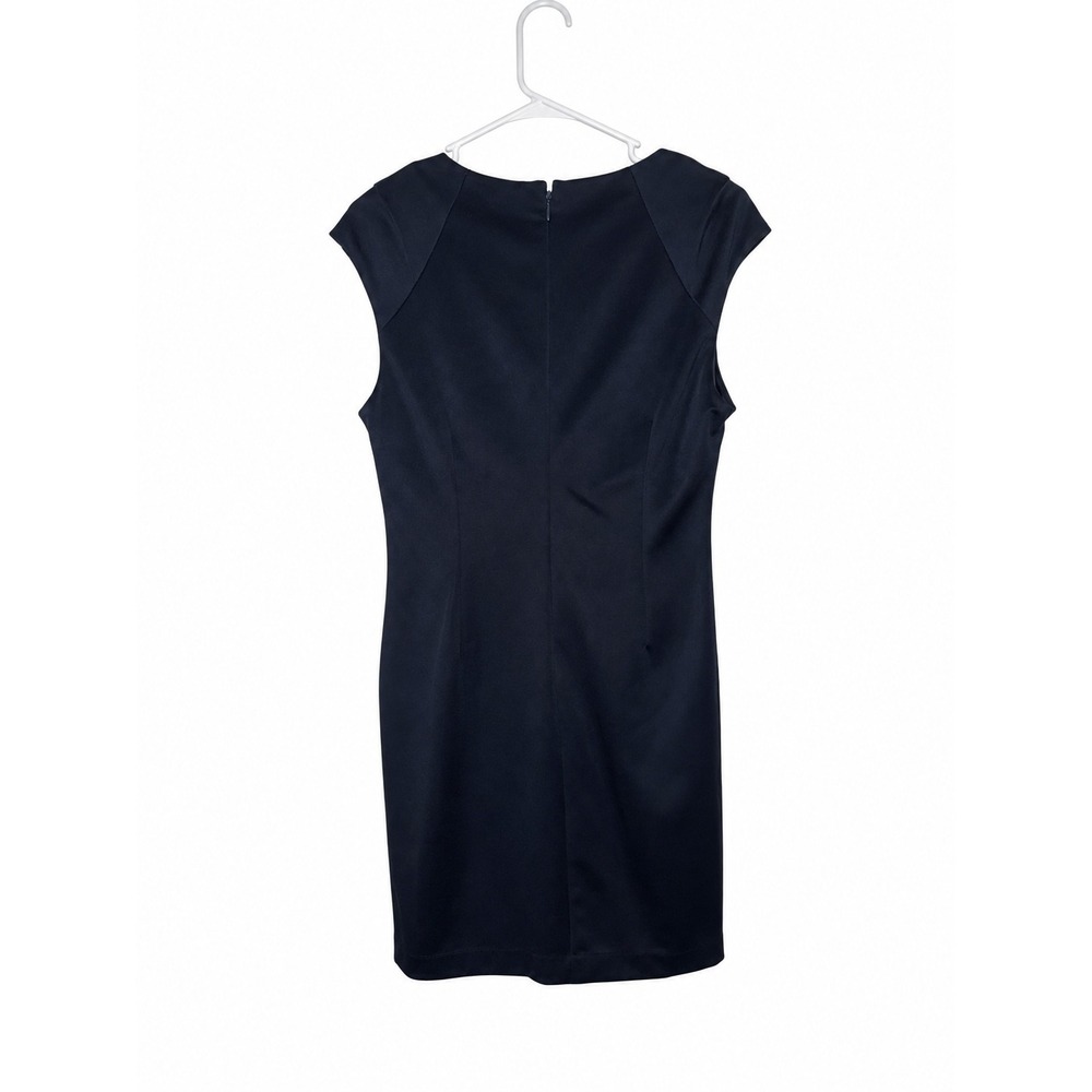 Calvin Klein Womens Size 10 Black Ruched Cap Sleeve Sheath Dress